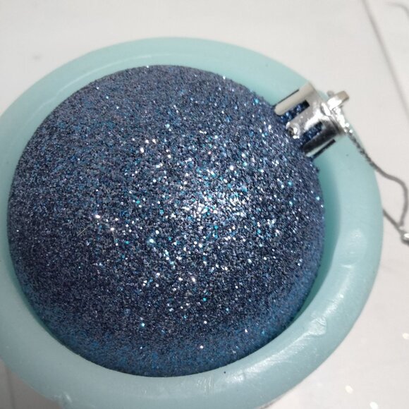 Blue Shatterproof Christmas Ornaments Glitter Matte lot 2 - Picture 4 of 6